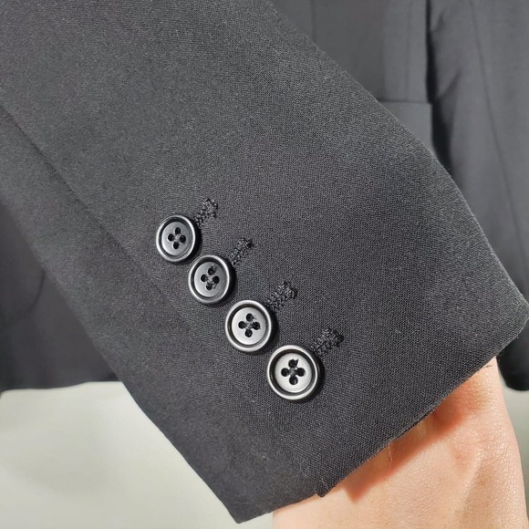 Banana Republic Wool Stretch 2 Button Blazer Black Size 4 - Picture 4 of 11